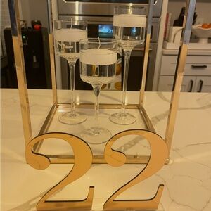 SOLD — Gold Table Number 1-24 with Candle Holders